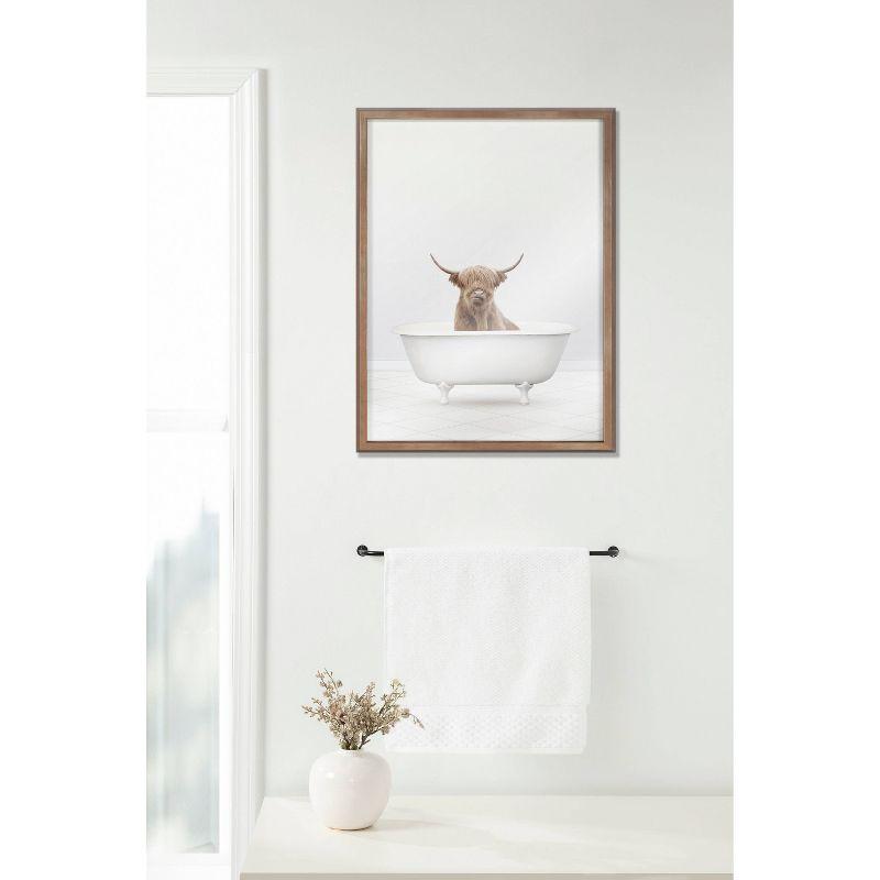 18" x 24" Blake Highland Cow Solo Bathtub Framed Printed Glass Gold - Kate & Laurel All Things Decor