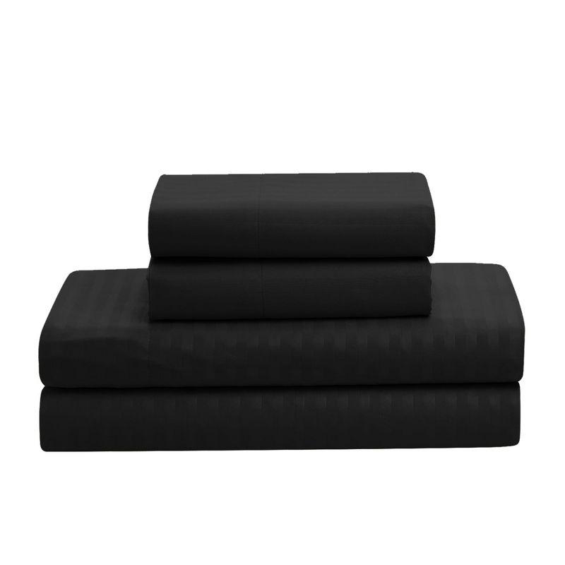 8 Piece Embossed Dobby Stripe Bed In A Bag Set - Queen, Black