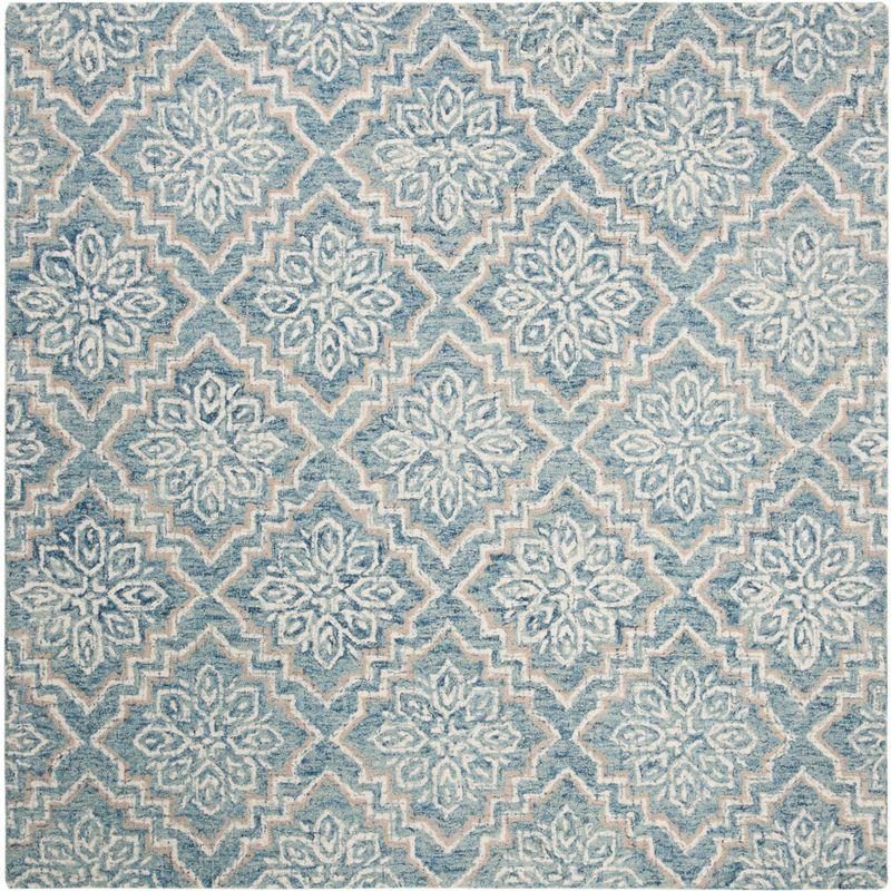 Abstract ABT201 Handmade Indoor Area Rug - Blue/Grey - 6'x6' - Safavieh