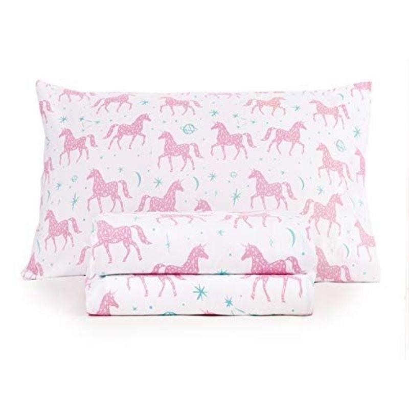 Tadpoles 4-Piece Unicorn Constellation Sheet Set | 1 Full Flat Sheet, 1 Full Fitted Sheet & 2 Queen Pillowcases