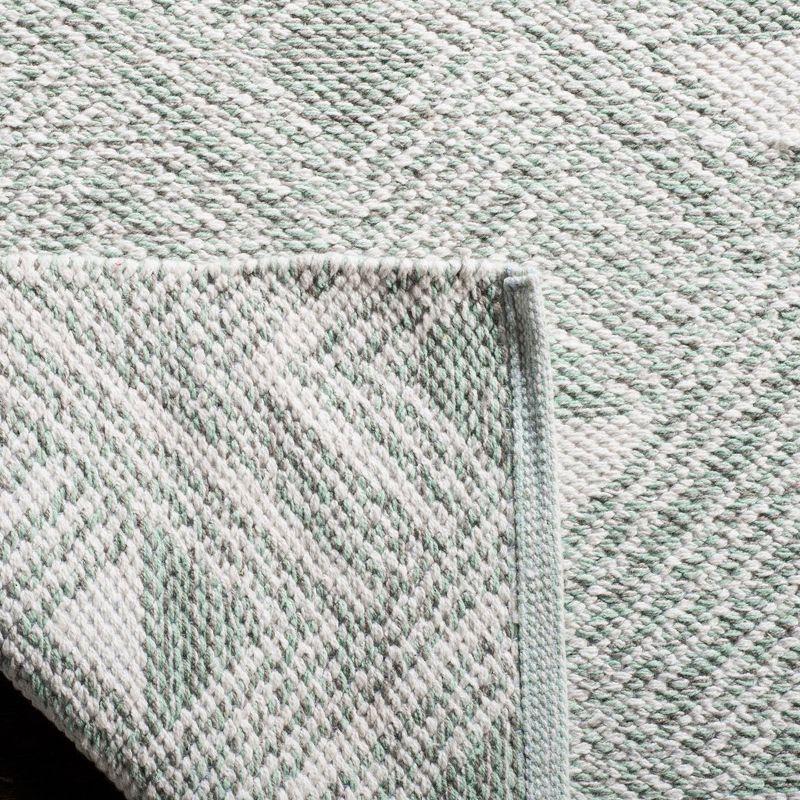 Light Green and Ivory Geometric Handwoven Wool Area Rug