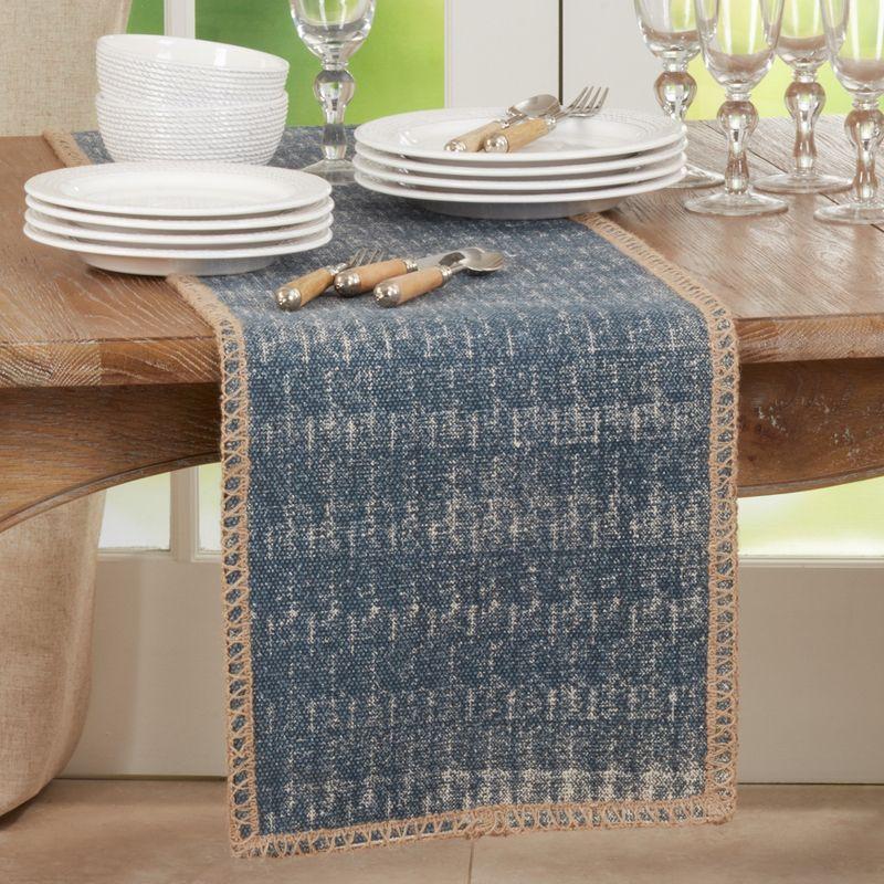 Saro Lifestyle Jute Whipstitch Runner, Denim, 13" x 72"