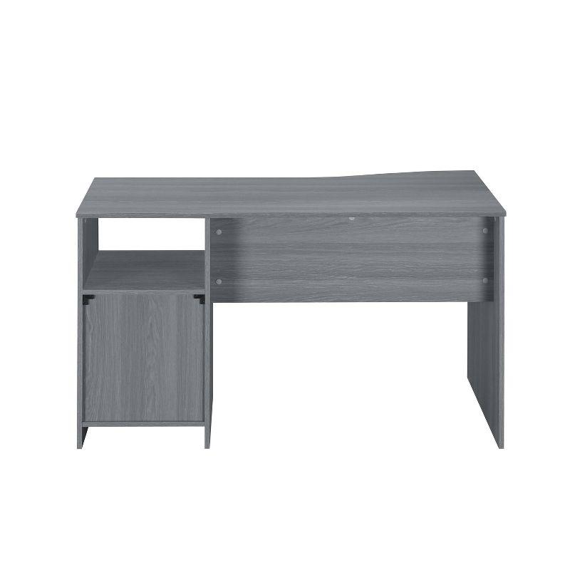 Elegant Gray Wood Computer Desk with Storage Drawers