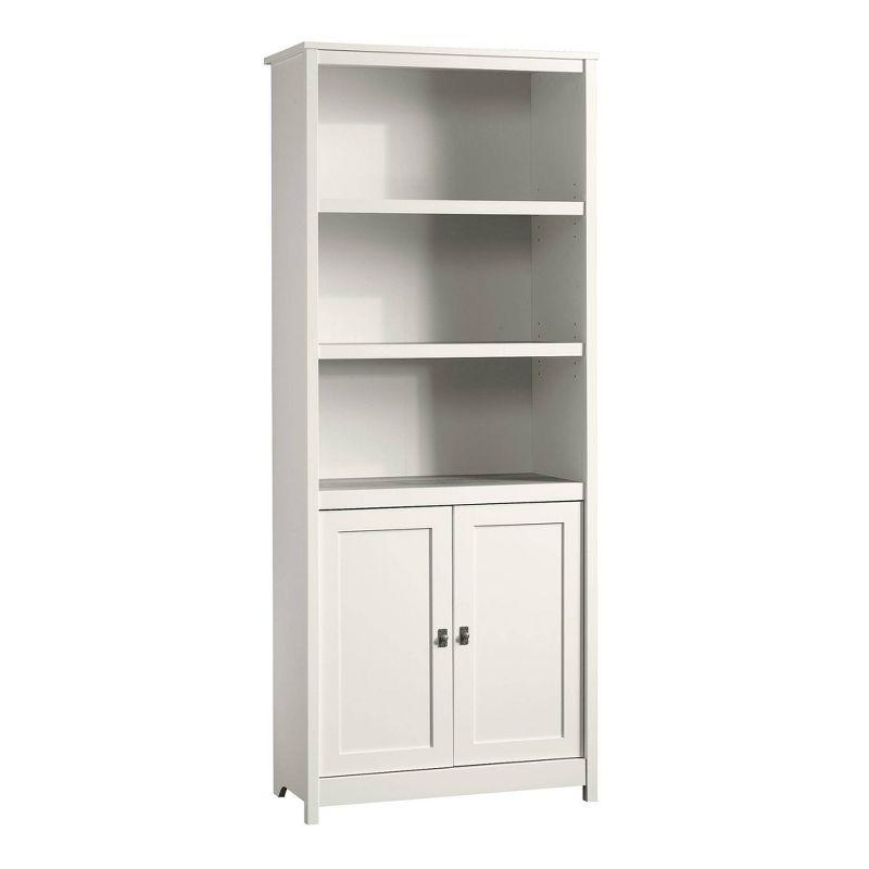 Soft White Adjustable Library Bookcase with Doors