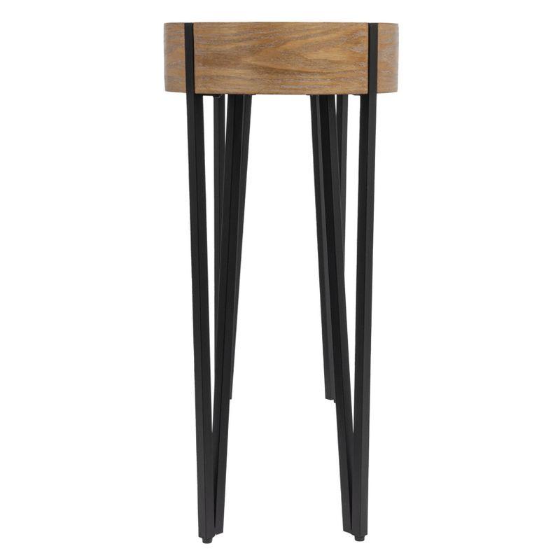 Storied Home Astoria Wood Console Table Natural/Black: White Oak Finish, Iron Hairpin Legs, Entryway Furniture