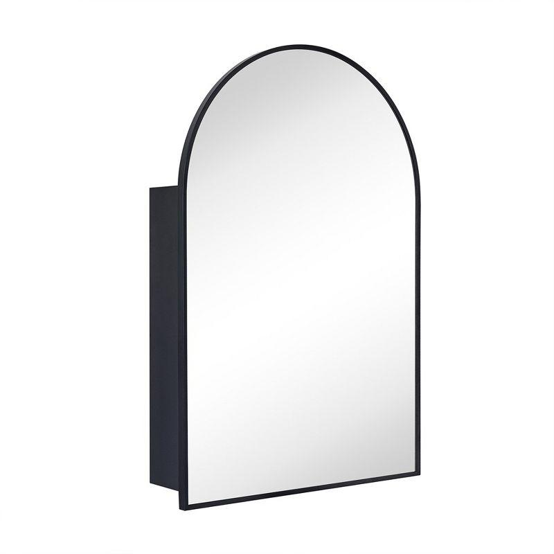 TEHOME 20 x 30'' Black Arched Bathroom Medicine Cabinet with Mirror Recessed and Surface Mount Medicine Cabinet Mirror