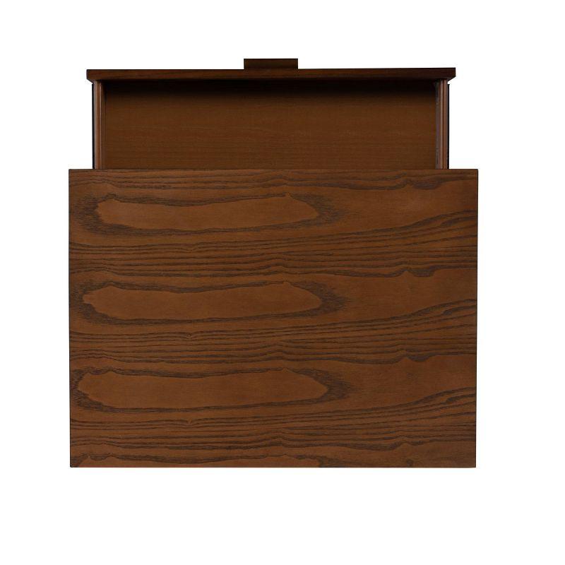 Reid Mid-Century Modern Wood 1 Drawer Nightstand Walnut - Linon: Bedside Table with Shelf & Storage