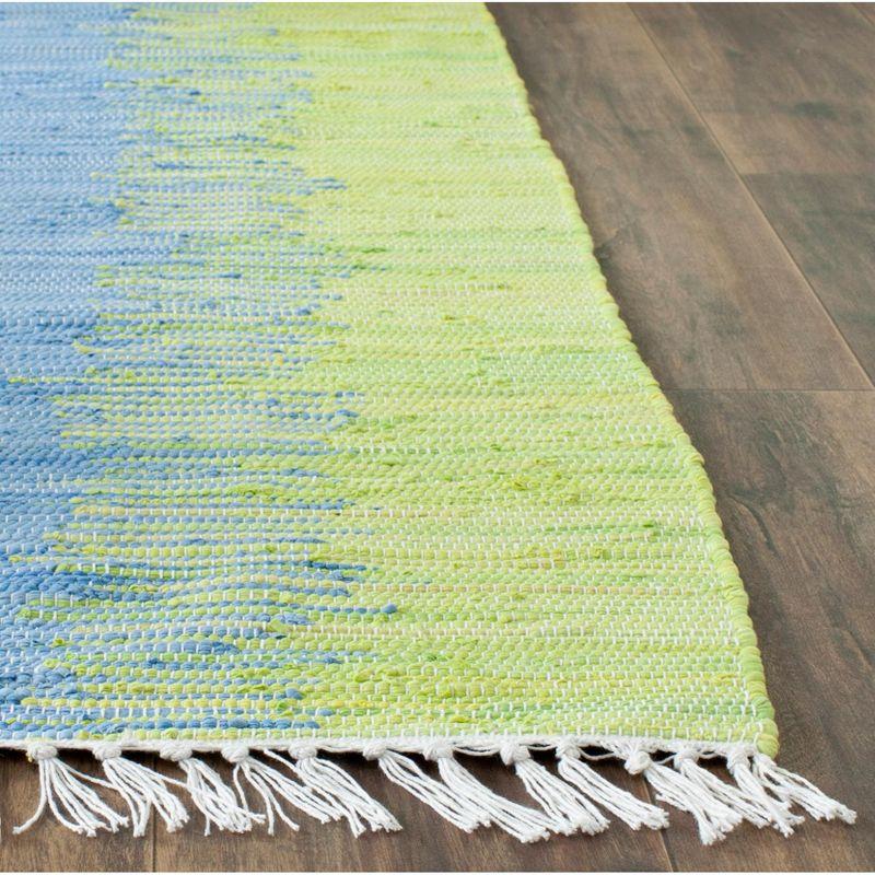 Coastal Charm Green/Gold Cotton 6' Square Handwoven Rug