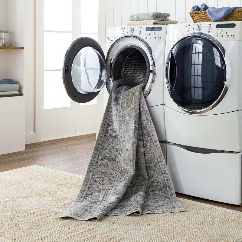 Mark & Day Edmonson 2'3"x3'9" Rectangle Washable Woven Indoor Area Rugs Olive/Dark Blue