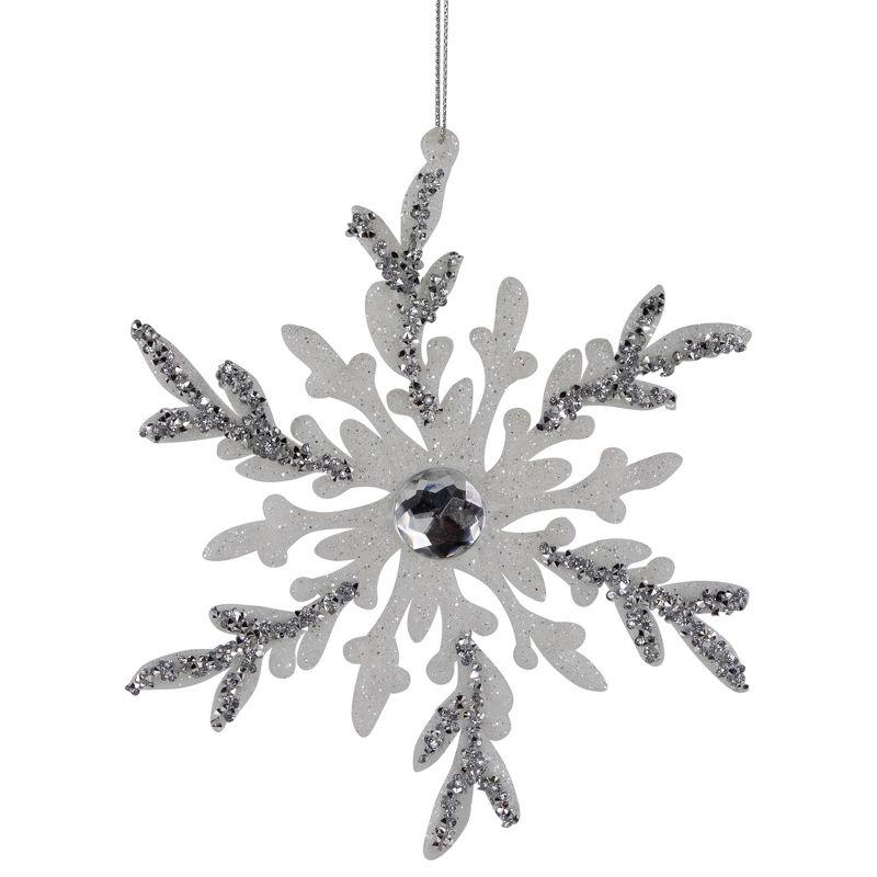 Northlight Glitter Snowflakes Christmas Ornaments - 6" - White and Silver - 4ct