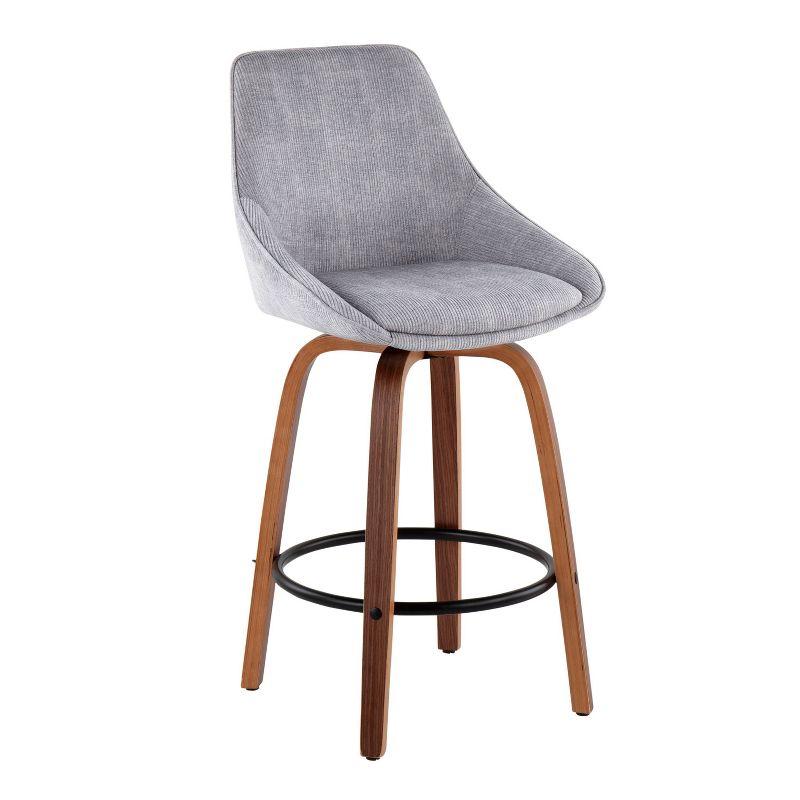 Set of 2 Diana Counter Height Barstools: Velvet Upholstery, Swivel, Wood Frame - LumiSource