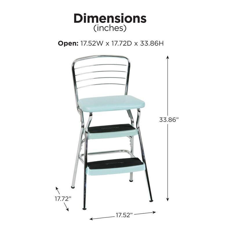 Stylaire Steel Retro Chair + Step Stool with Flip-Up Vinyl Seat