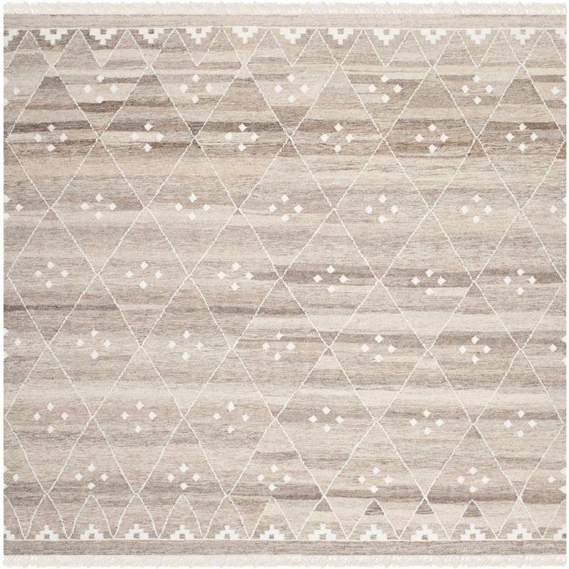 Natural Kilim NKM316 Hand Woven Area Rug - Natural/Ivory - 5'x5' - Safavieh.