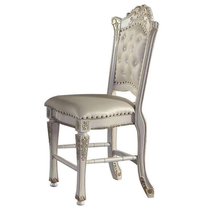 20" Vendome Dining Chair Antique Pearl Finish - Acme Furniture: Elegant Leather Upholstery, Nailhead Trim, Wood Frame