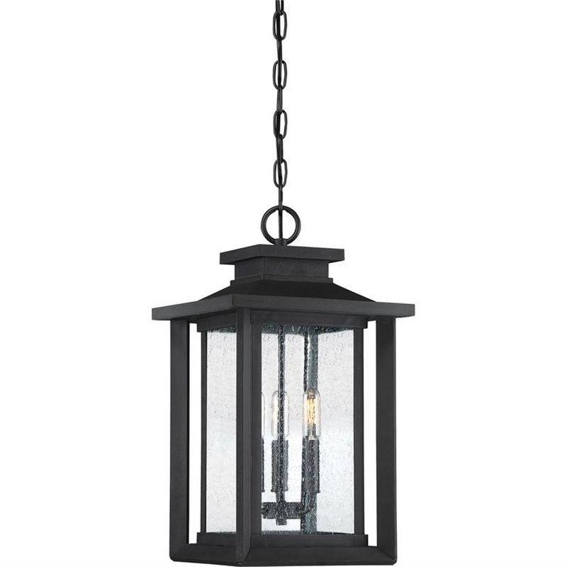 Wakefield Earth Black Glass 3-Light Outdoor Pendant