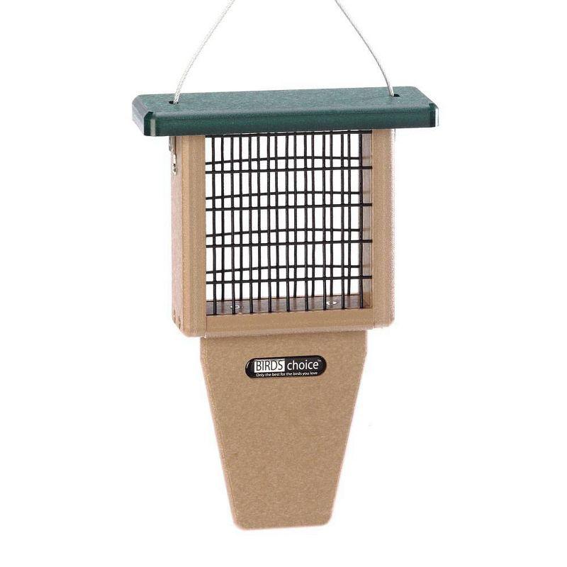 Birds Choice Birds Choice 12" Recycled Single Cake Tail Prop Suet Feeder, Taupe/Green