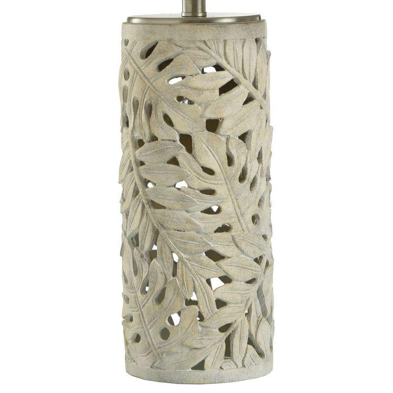 Hevea Cream Coastal Table Lamp Pierced Leaf Design Weathered Cream Finish - StyleCraft