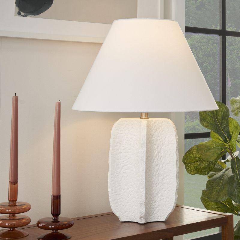 25" White Textured Ceramic Plaster Table Lamp