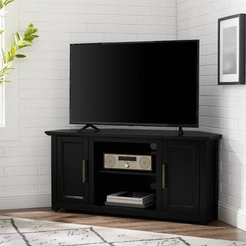 Camden 48" Black Corner TV Stand with Cabinets