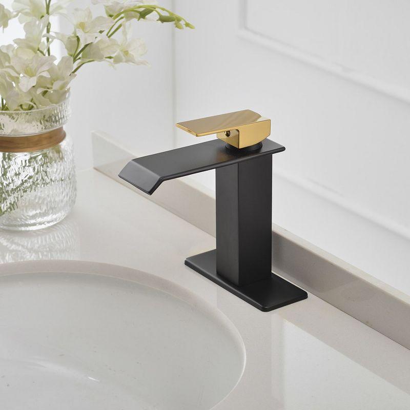 BWE Waterfall Single Hole Single-Handle Low-Arc Bathroom Faucet With Supply Line