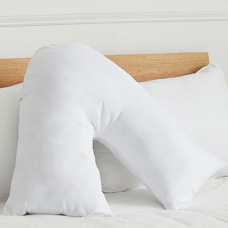 White Hypoallergenic Down Alternative V-Shaped Maternity Pillow