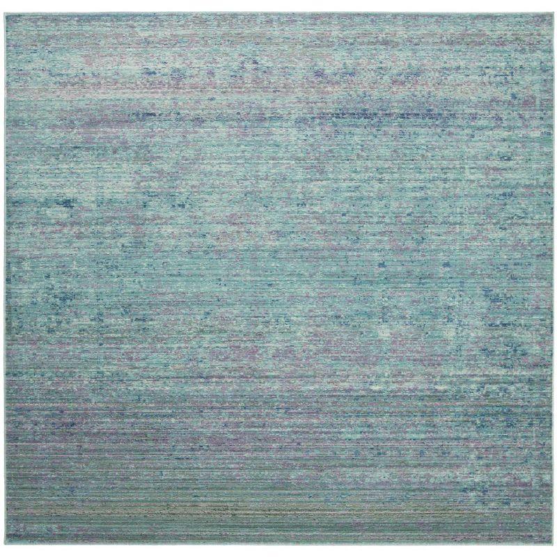 Valencia VAL203 Power Loomed Indoor Area Rug - Turquoise/Multi - 6'7"x6'7" - Safavieh