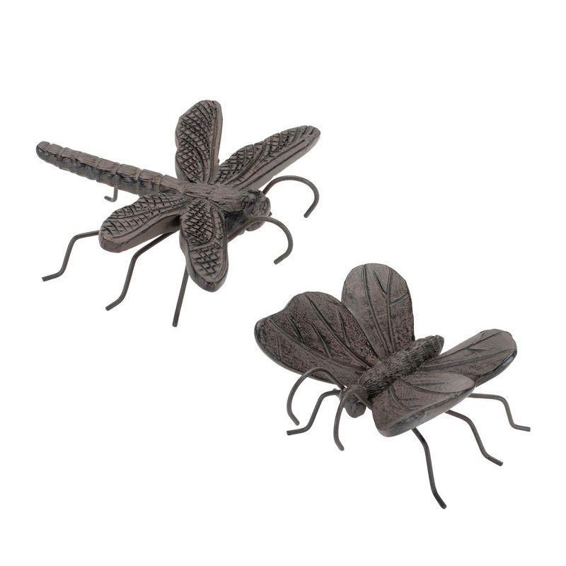 Distressed Iron Dragonfly and Butterfly Pot Sitter Set