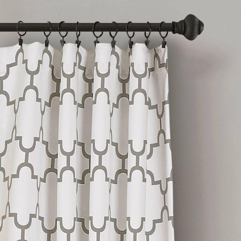 Gray Geometric Trellis Blackout Polyester Curtain Pair