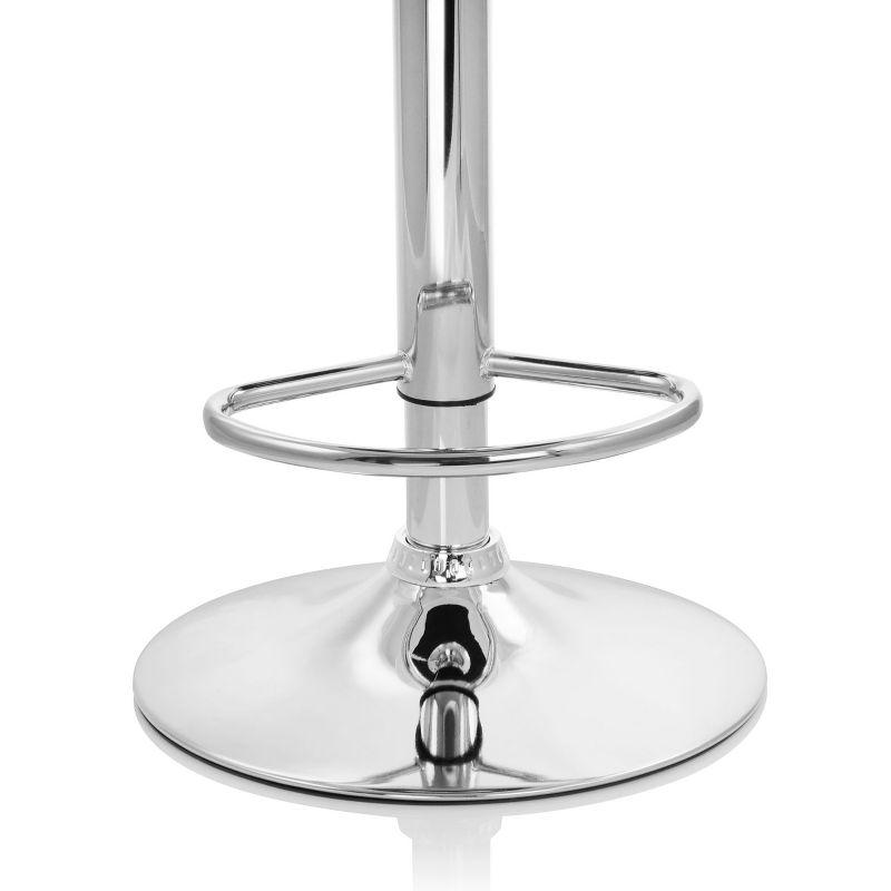 Elama 2 Piece Diamond Stitched Faux Leather Bar Stool in White with Chrome Base  and Adjustable Height