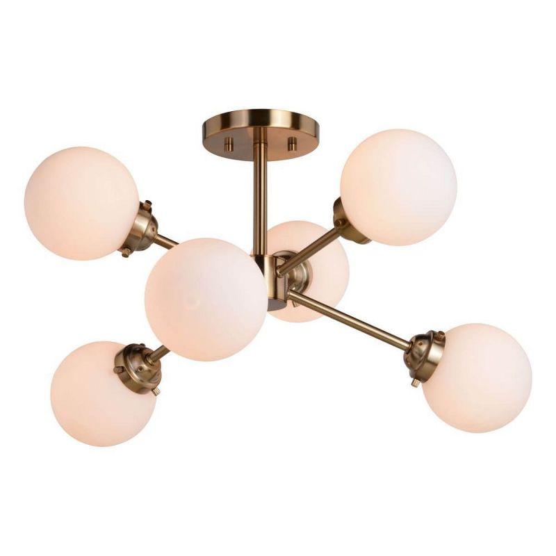 Orbit 25" Brass and Glass Globe Semi-Flush Mount Light