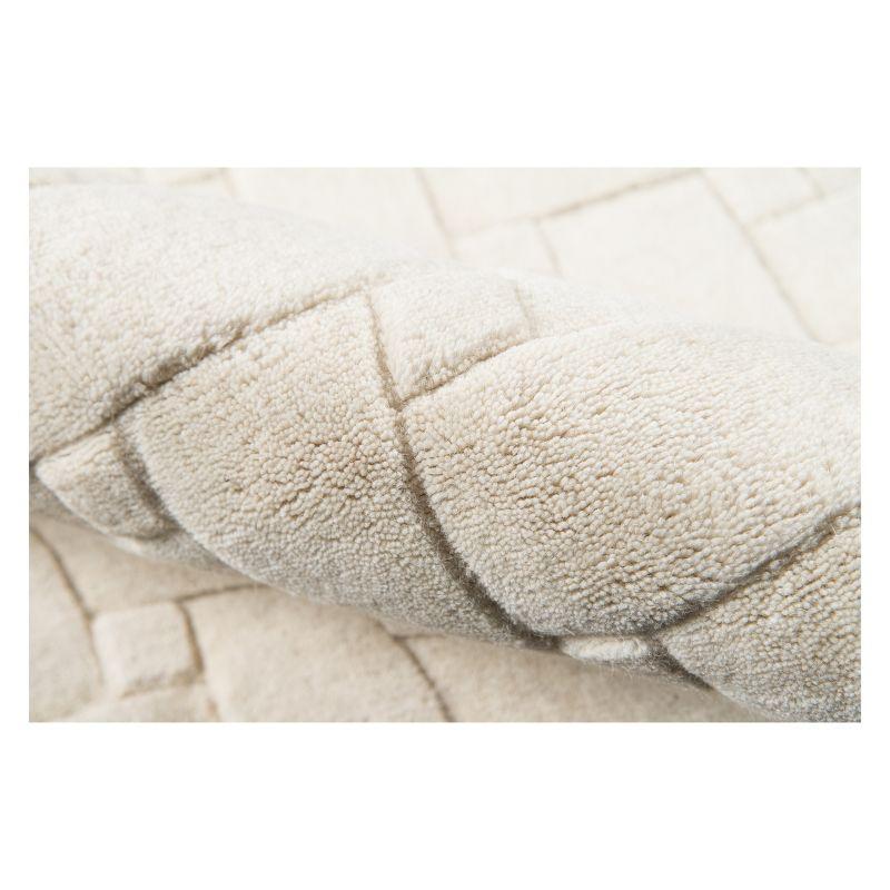 Ivory Basketweave 100% Wool Rug - Momeni