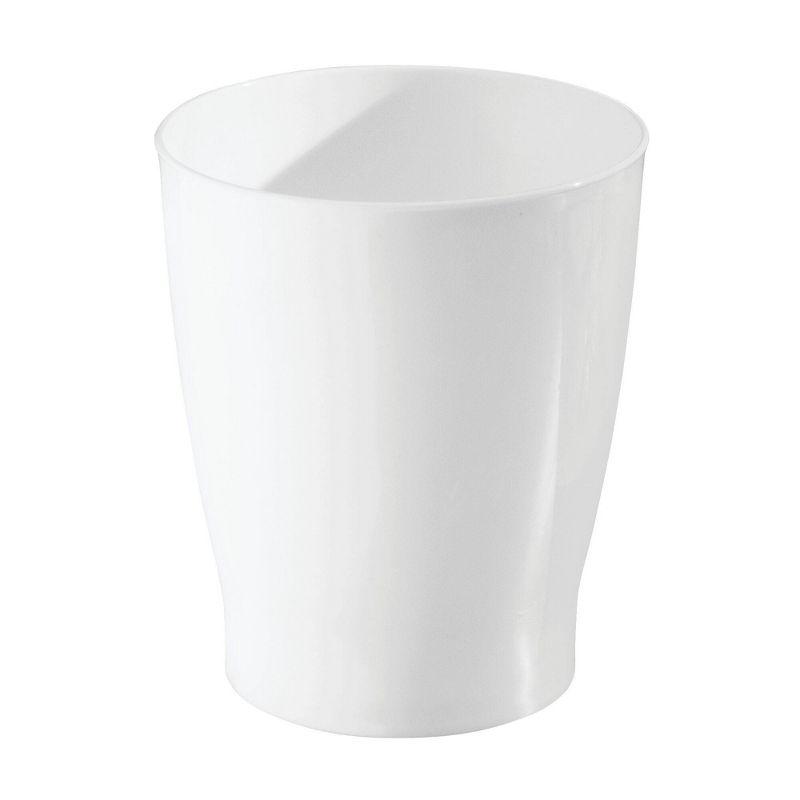 Compact White Plastic Bathroom Wastebasket