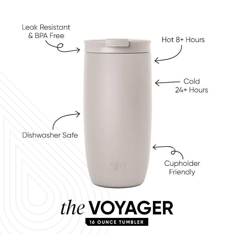 Simple Modern Voyager 16oz Stainless Steel Travel Mug: Insulated Flip Lid, Dishwasher-Safe, Off-White, All Ages