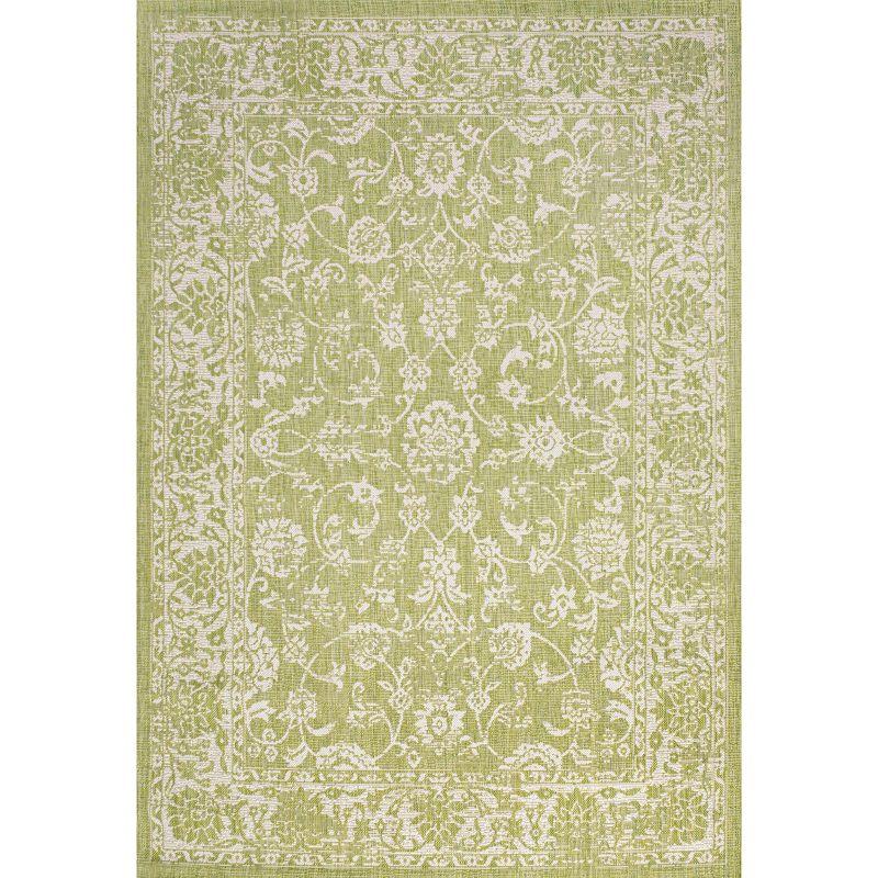 Tela Bohemian Inspired Textured Weave Floral Indoor/Outdoor Area Rug - JONATHAN Y