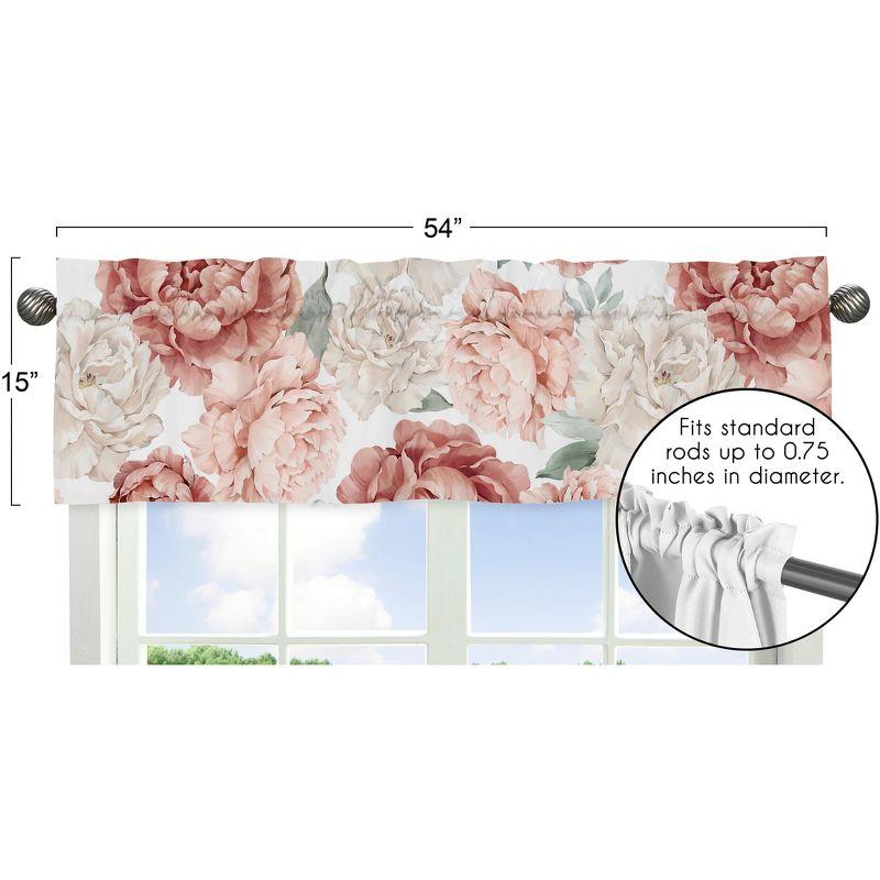 Peony Floral Garden Pink and Ivory 54" Window Valance by Sweet Jojo Designs