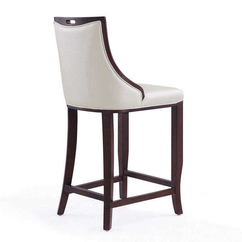 Emperor Upholstered Beech Wood Barstool Pearl White - Manhattan Comfort: Faux Leather, Fixed Height, No Assembly Required