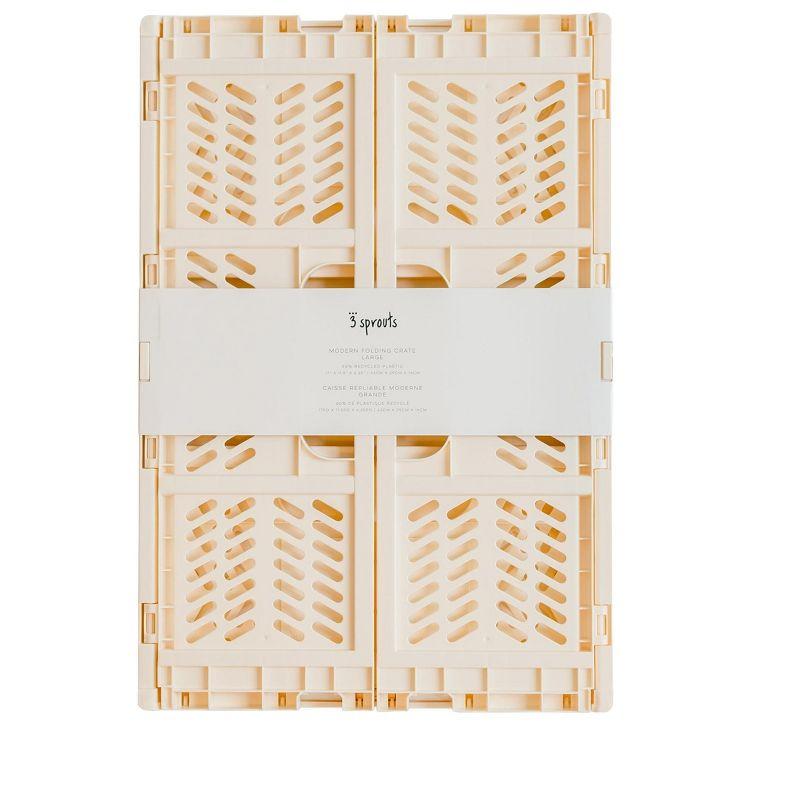 3 Sprouts Rectangular Recycled Plastic Foldable Crate (Large Size) - Cream