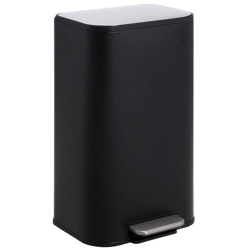 8 Gallon Black Stainless Steel Pedal Trash Can