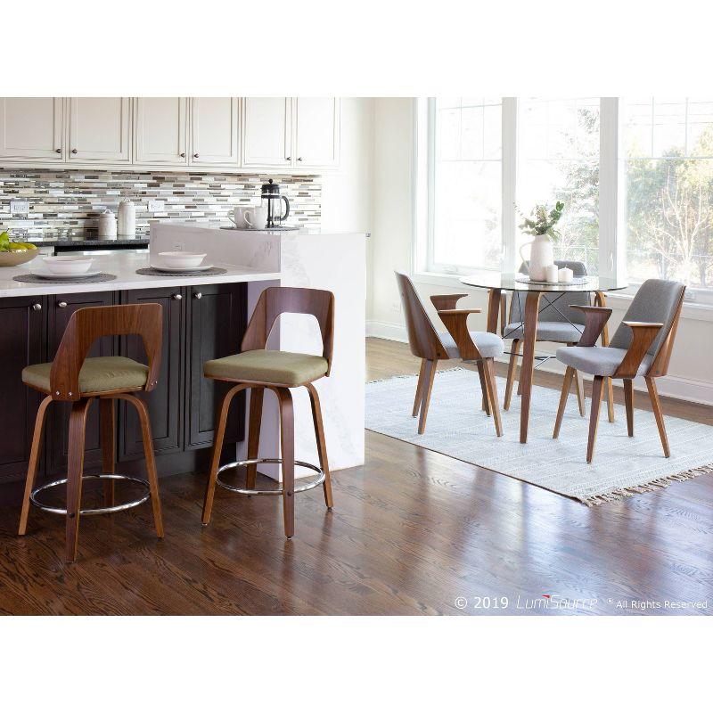 34" Trilogy Round Dining Table Walnut/Clear Glass - LumiSource: Mid-Century Modern Style, Seats 4