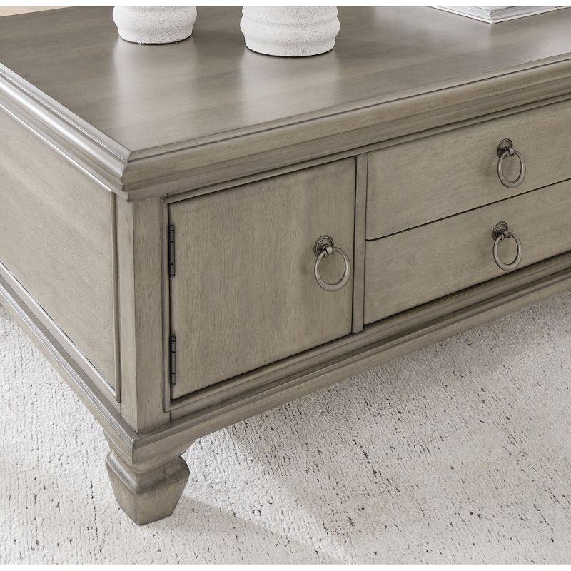 Signature Design by Ashley Lexorne Classic Cocktail Table with 2 Cabinets and 2 Drawers, Light Gray