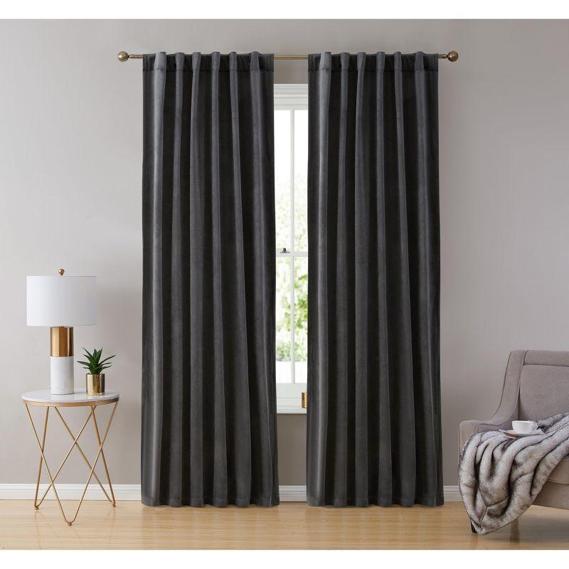Eider & Ivory™ Monroy Velvet Solid Color Curtain Panels Set (Set of 2)