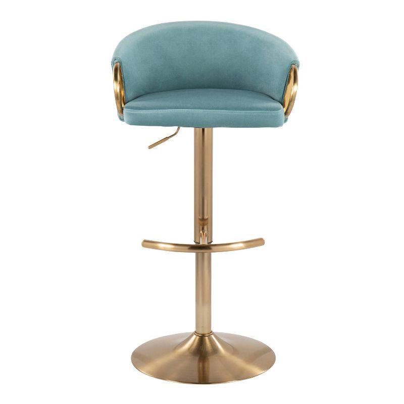 Set of 2 Claire Velvet/Steel Barstools Gold/Light Blue - LumiSource