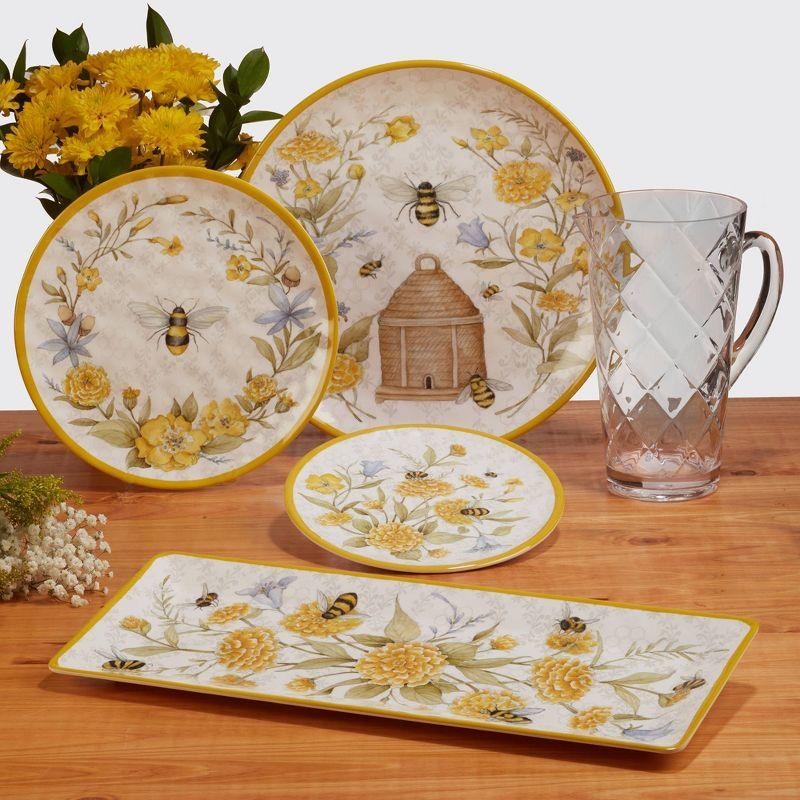 Bee Sweet Floral Melamine 12-Piece Dinnerware Set