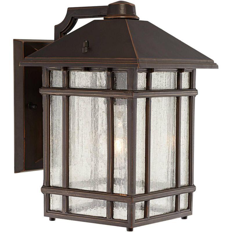 Kathy Ireland Sierra Craftsman Mission Outdoor Wall Light Fixture Rubbed Bronze 11" High Frosted Seeded Glass Panels for Post Exterior Barn Deck House