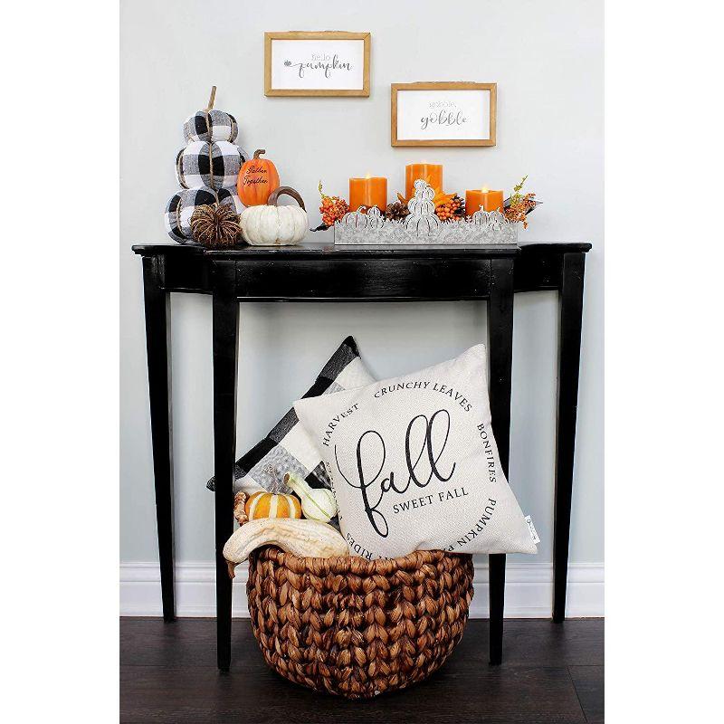 AuldHome Design 8.5x5" Farmhouse Decor Fall Theme Wood Signs 2pc Set; Mini Welcome Seasonal Plaques Pumpkin