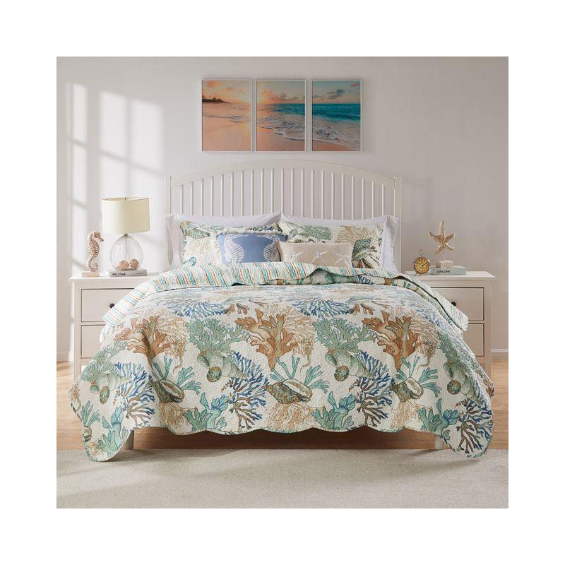 Barefoot Bungalow Atlantis Reversible Quilt Set with Throw Pillows