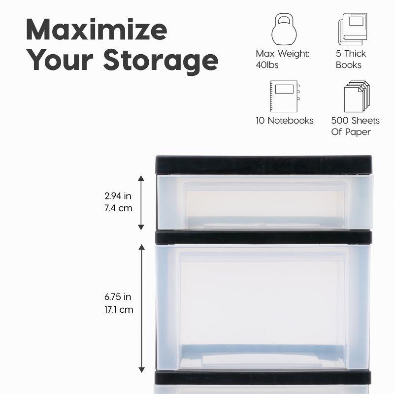 IRIS USA 3-Drawer Storage Cart with Organizer Top with Wheels, Plastic, White