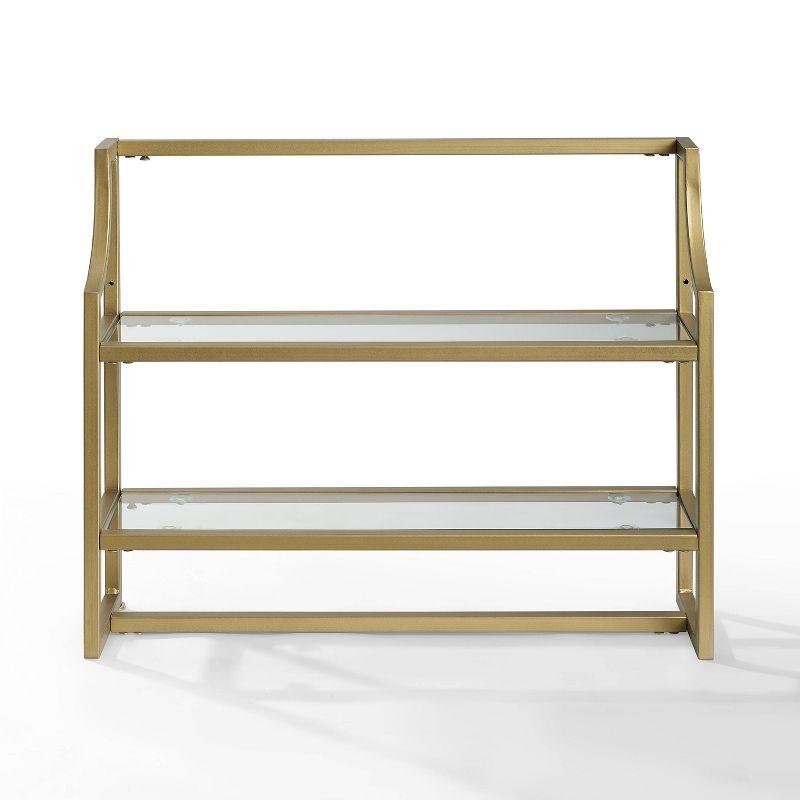 Crosley Aimee Wall Shelf Gold: Modern Luxury Storage with Tempered Glass, Steel Frame, Open Design