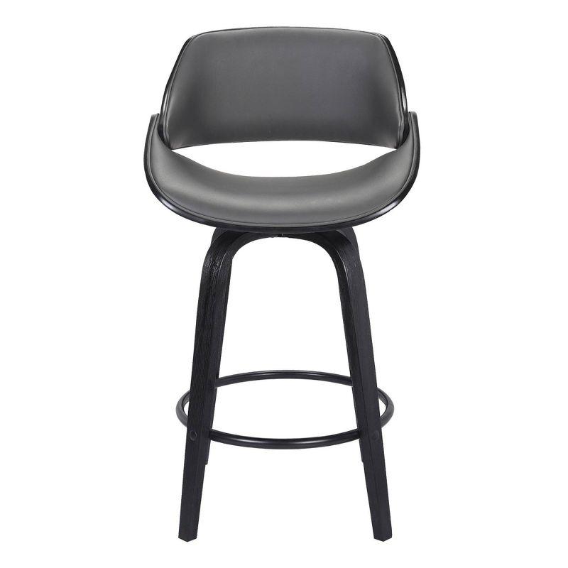 Black Faux Leather and Walnut Swivel Bar Stool