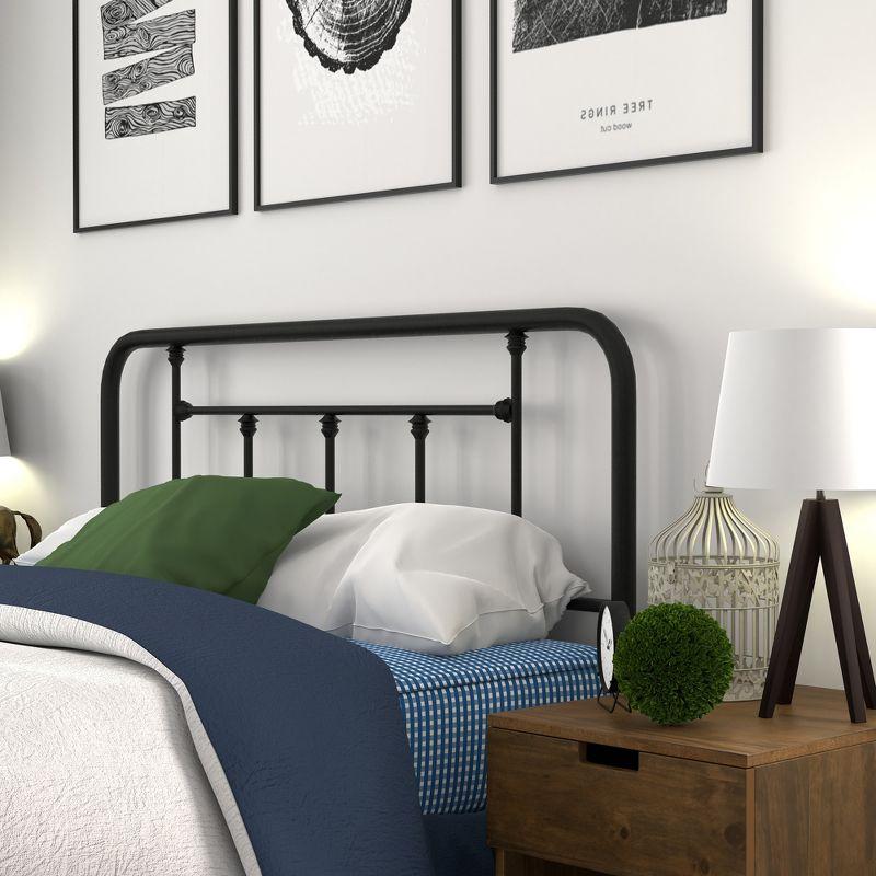 eLuxury Baldwin Metal Headboard, King, Black